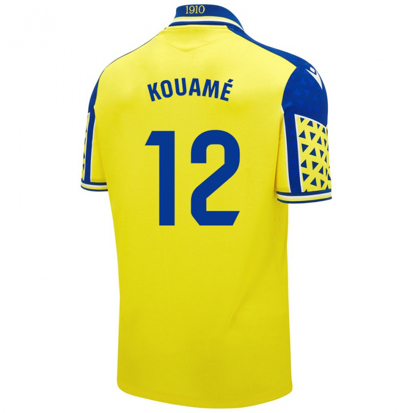 Gyermek Rominigue Kouamé #12 Sárga Kék Hazai Jersey 2024/25 Mez Póló Ing