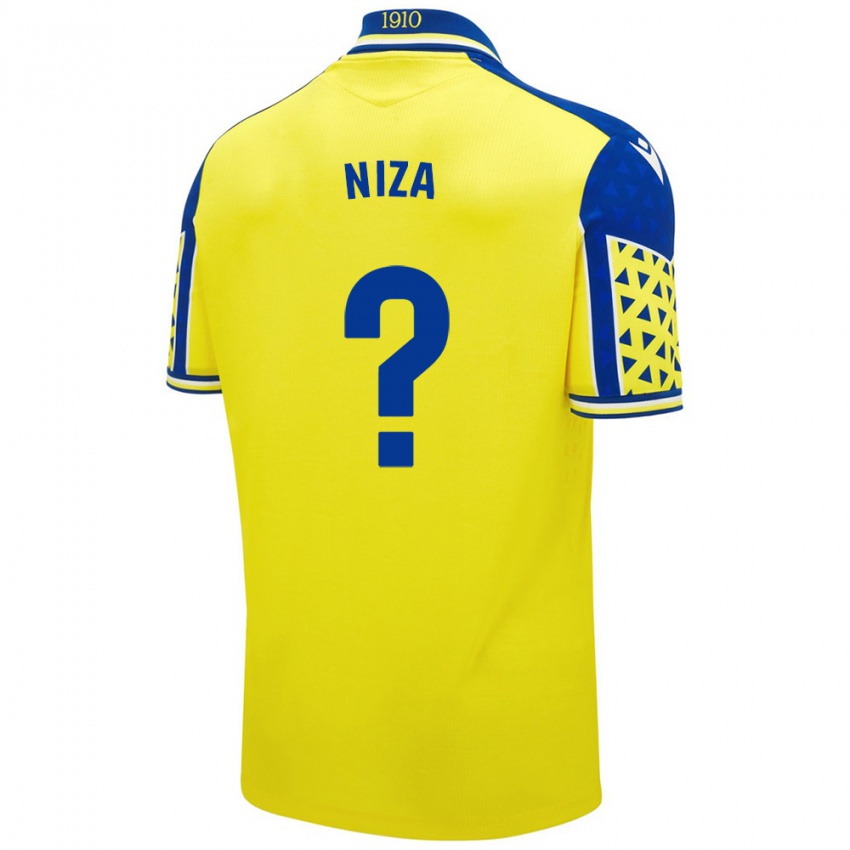 Gyermek Sergio Niza #0 Sárga Kék Hazai Jersey 2024/25 Mez Póló Ing