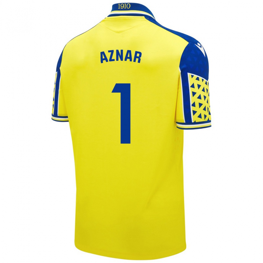 Gyermek Victor Aznar #1 Sárga Kék Hazai Jersey 2024/25 Mez Póló Ing