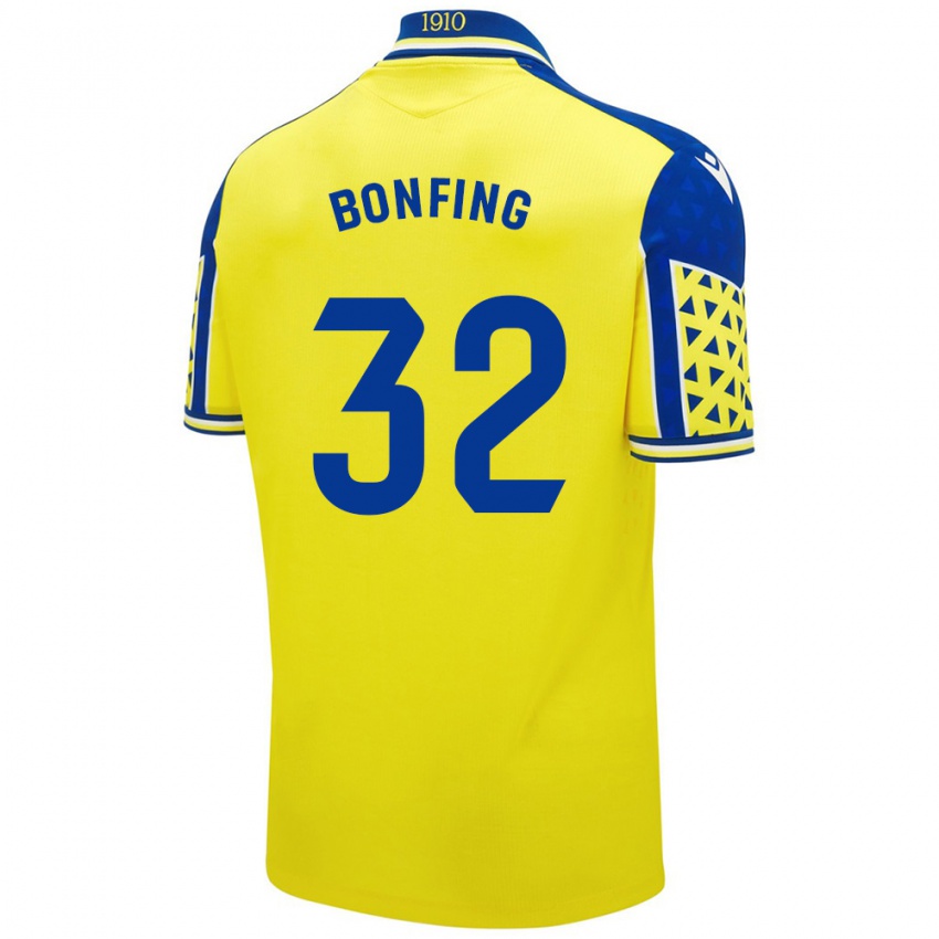 Gyermek Boubacar Bonfing #32 Sárga Kék Hazai Jersey 2024/25 Mez Póló Ing