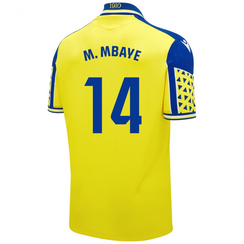 Gyermek Momo Mbaye #14 Sárga Kék Hazai Jersey 2024/25 Mez Póló Ing