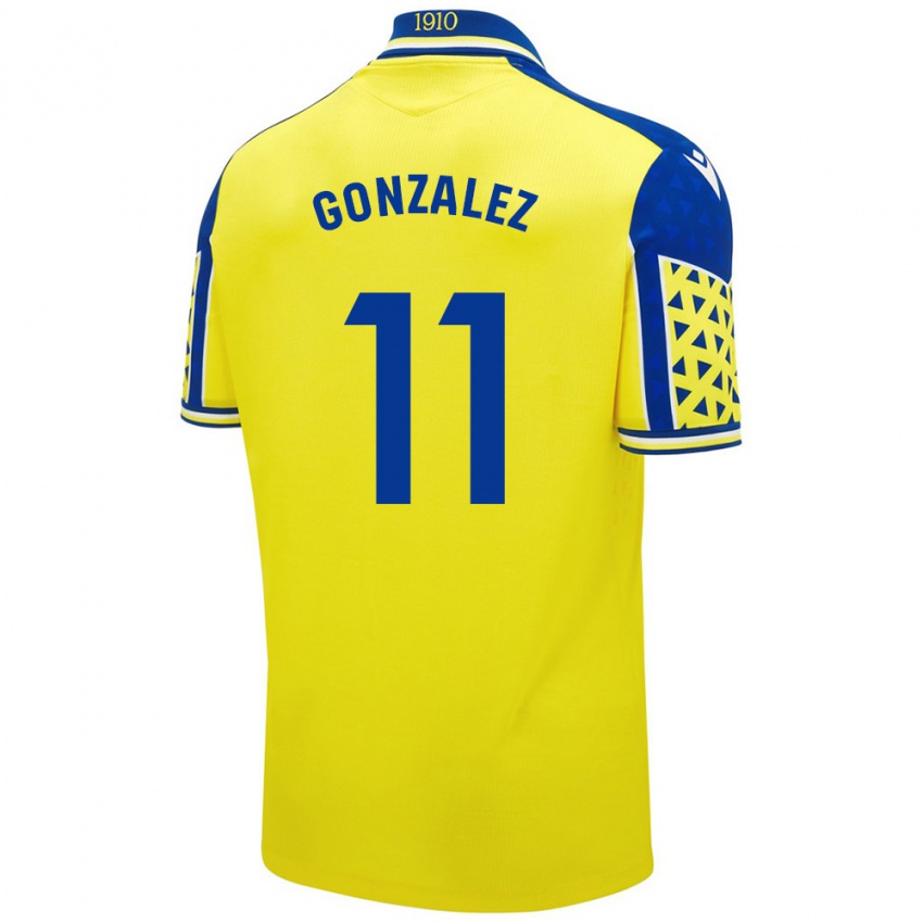 Gyermek Chus González #11 Sárga Kék Hazai Jersey 2024/25 Mez Póló Ing