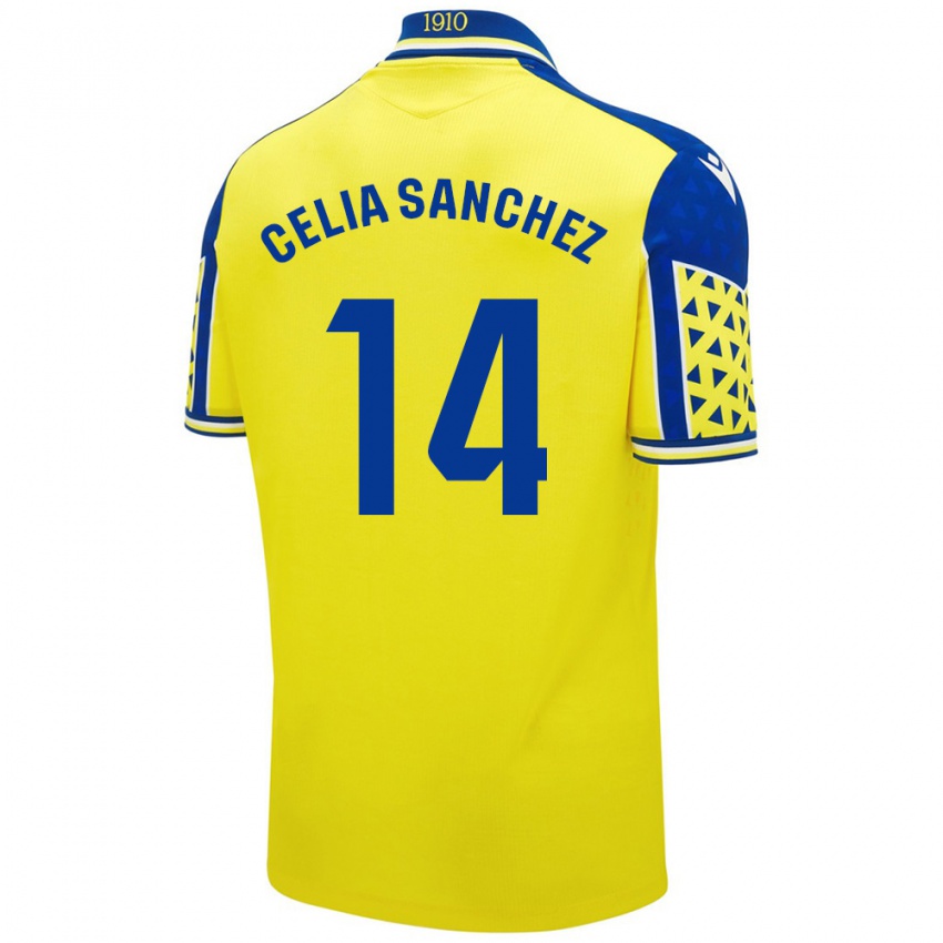 Gyermek Celia Sánchez García #14 Sárga Kék Hazai Jersey 2024/25 Mez Póló Ing