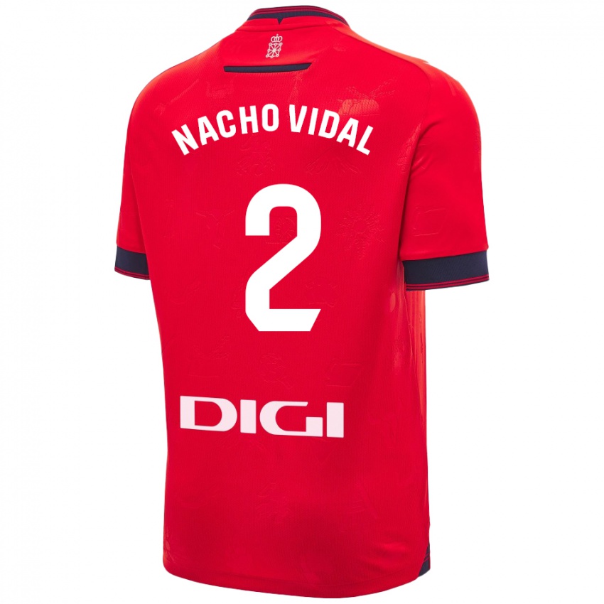 Gyermek Nacho Vidal #2 Piros Fehér Hazai Jersey 2024/25 Mez Póló Ing