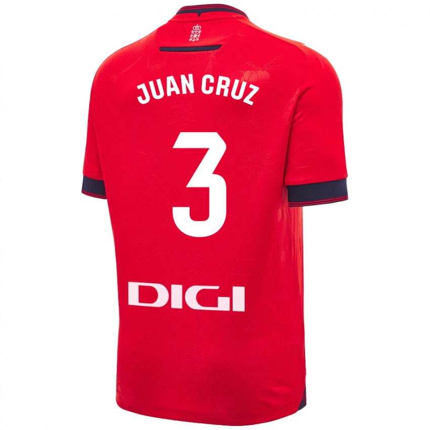 Gyermek Juan Cruz #3 Piros Fehér Hazai Jersey 2024/25 Mez Póló Ing