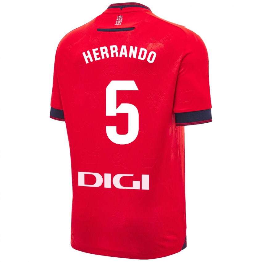 Gyermek Jorge Herrando #5 Piros Fehér Hazai Jersey 2024/25 Mez Póló Ing