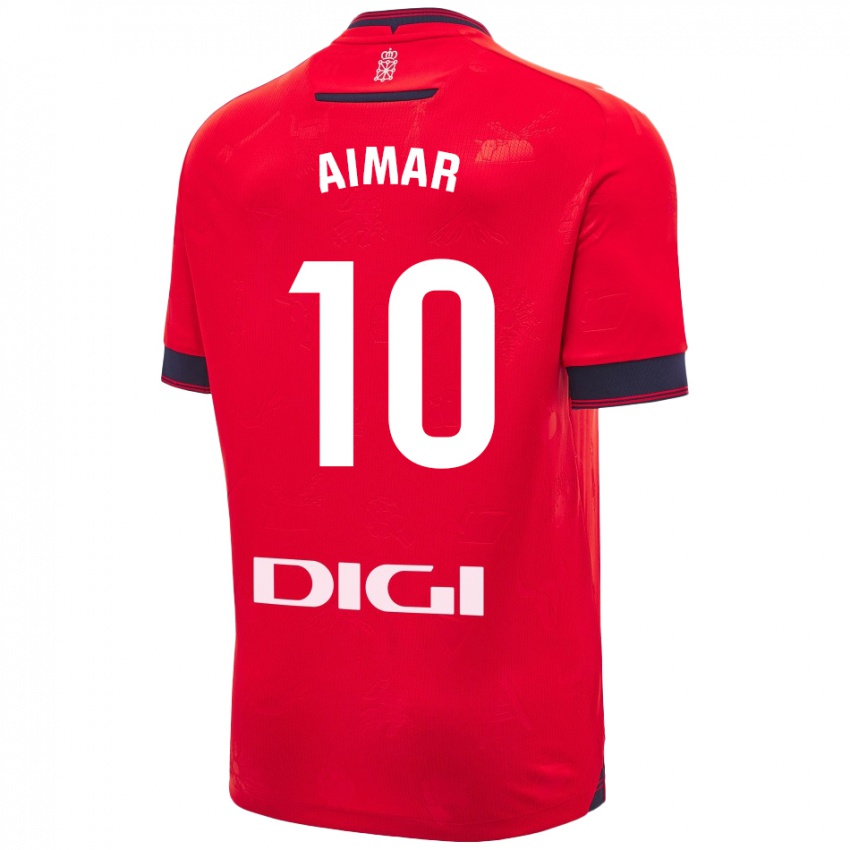 Gyermek Aimar Oroz #10 Piros Fehér Hazai Jersey 2024/25 Mez Póló Ing