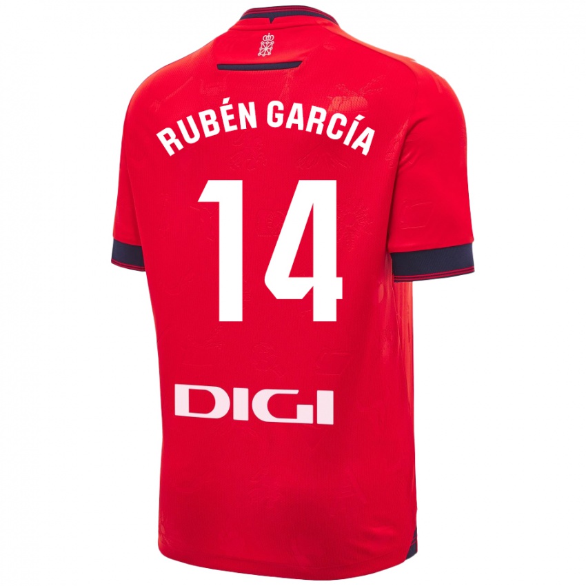 Gyermek Rubén García #14 Piros Fehér Hazai Jersey 2024/25 Mez Póló Ing