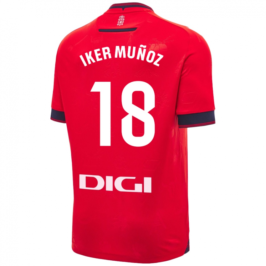 Gyermek Iker Muñoz #18 Piros Fehér Hazai Jersey 2024/25 Mez Póló Ing