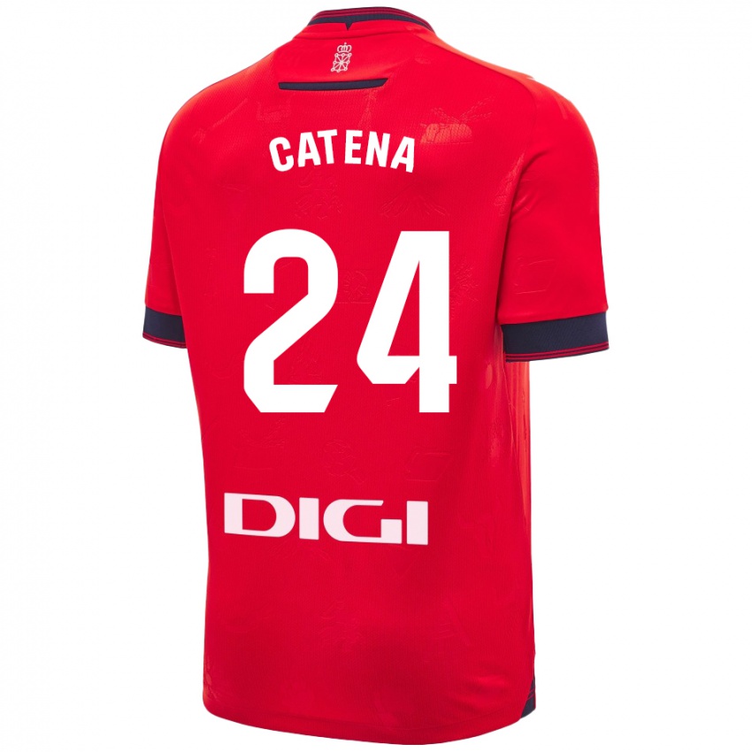 Gyermek Alejandro Catena #24 Piros Fehér Hazai Jersey 2024/25 Mez Póló Ing