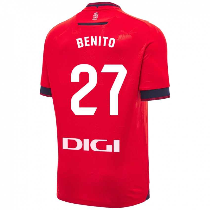 Gyermek Iker Benito #27 Piros Fehér Hazai Jersey 2024/25 Mez Póló Ing