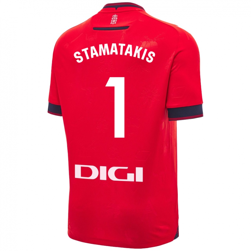 Gyermek Dimitrios Stamatakis #1 Piros Fehér Hazai Jersey 2024/25 Mez Póló Ing