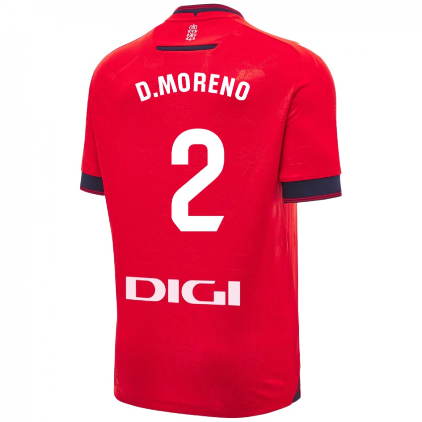 Gyermek Diego Moreno #2 Piros Fehér Hazai Jersey 2024/25 Mez Póló Ing