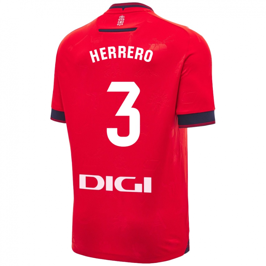 Gyermek Toni Herrero #3 Piros Fehér Hazai Jersey 2024/25 Mez Póló Ing