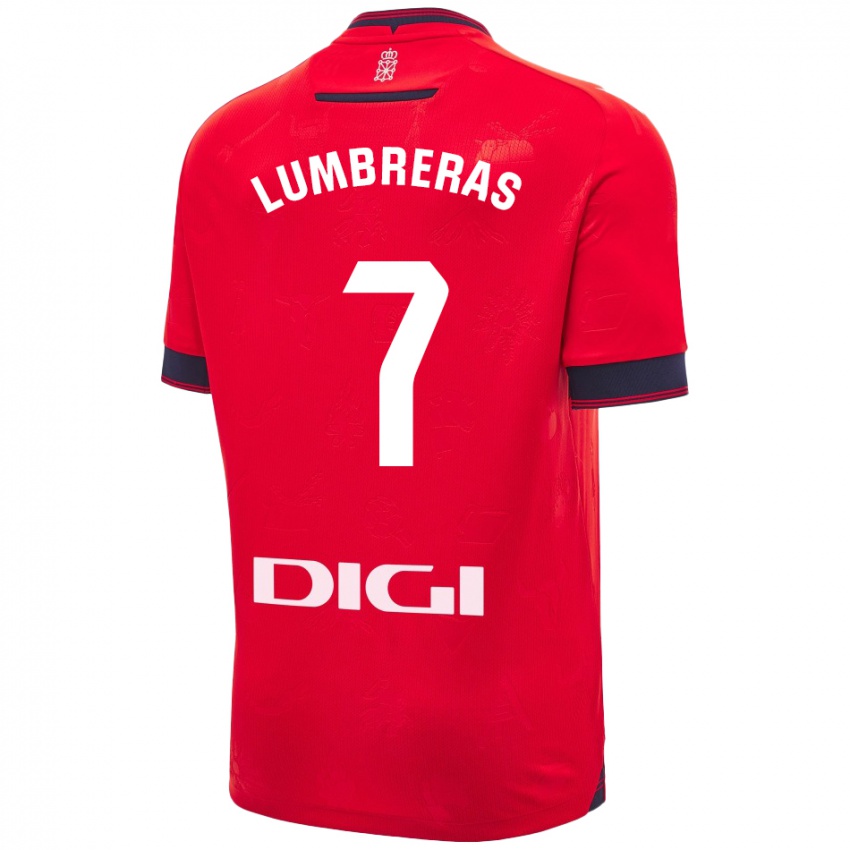 Gyermek Carlos Lumbreras #7 Piros Fehér Hazai Jersey 2024/25 Mez Póló Ing