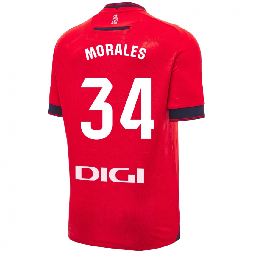 Gyermek Anai Morales #34 Piros Fehér Hazai Jersey 2024/25 Mez Póló Ing