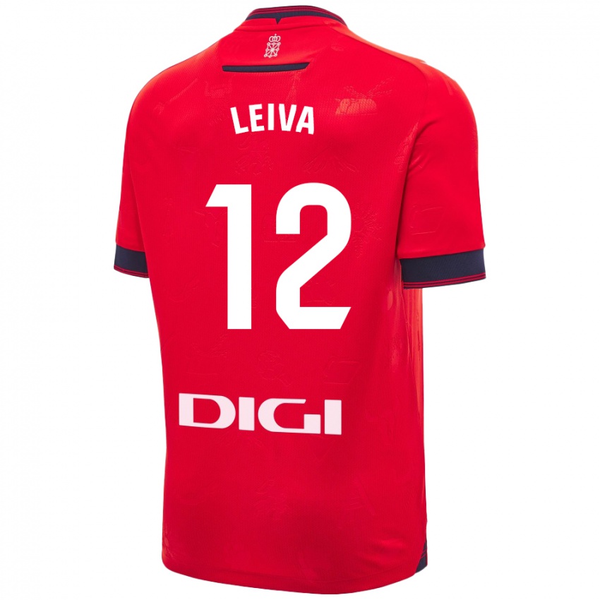 Gyermek Álvaro Leiva #12 Piros Fehér Hazai Jersey 2024/25 Mez Póló Ing