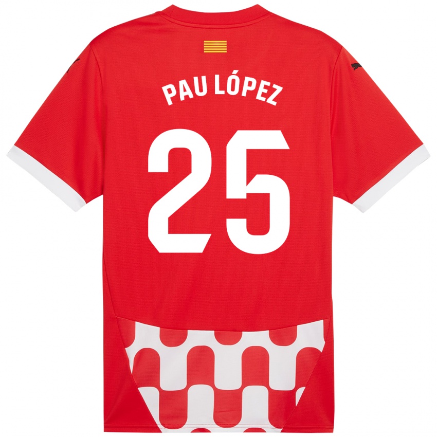 Gyermek Pau Lopez #25 Piros Fehér Hazai Jersey 2024/25 Mez Póló Ing