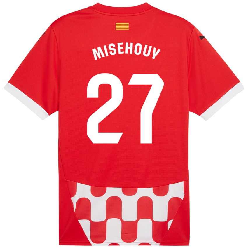 Gyermek Gabriel Misehouy #27 Piros Fehér Hazai Jersey 2024/25 Mez Póló Ing