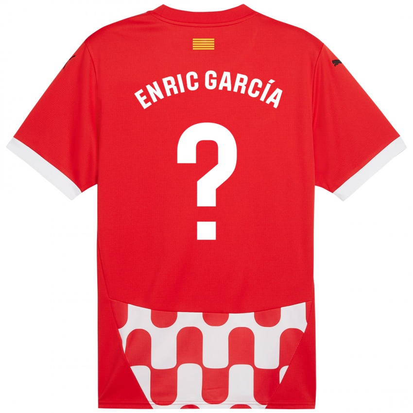 Gyermek Enric García #0 Piros Fehér Hazai Jersey 2024/25 Mez Póló Ing