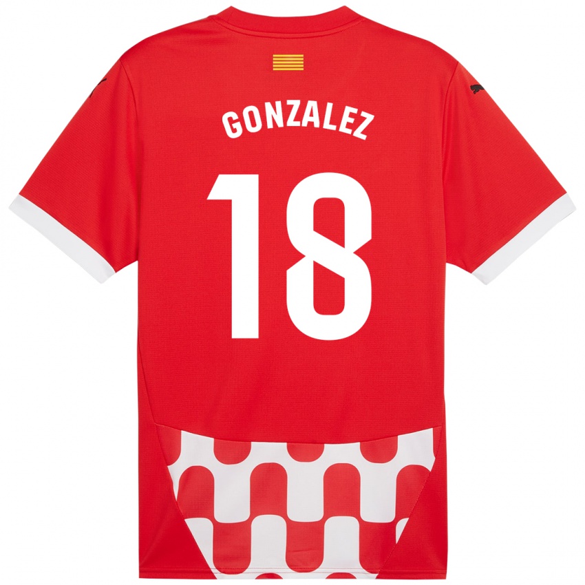 Gyermek Gerard Gonzalez #18 Piros Fehér Hazai Jersey 2024/25 Mez Póló Ing