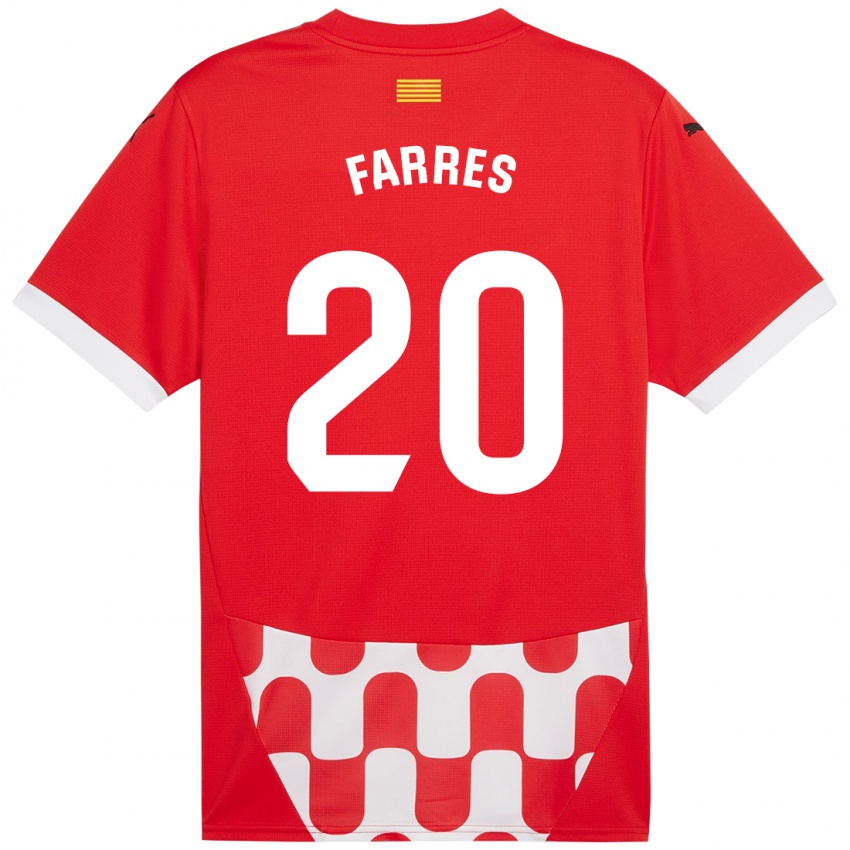 Gyermek Biel Farrés #20 Piros Fehér Hazai Jersey 2024/25 Mez Póló Ing