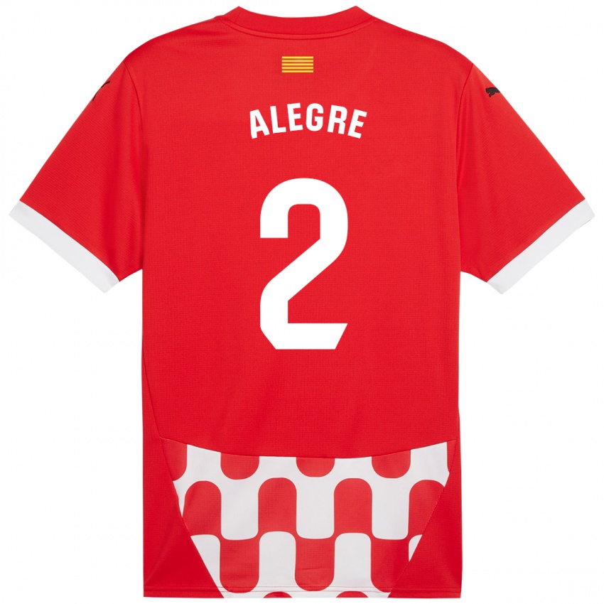 Gyermek Marc Alegre #2 Piros Fehér Hazai Jersey 2024/25 Mez Póló Ing