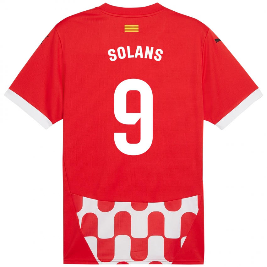 Gyermek Sergi Solans #9 Piros Fehér Hazai Jersey 2024/25 Mez Póló Ing