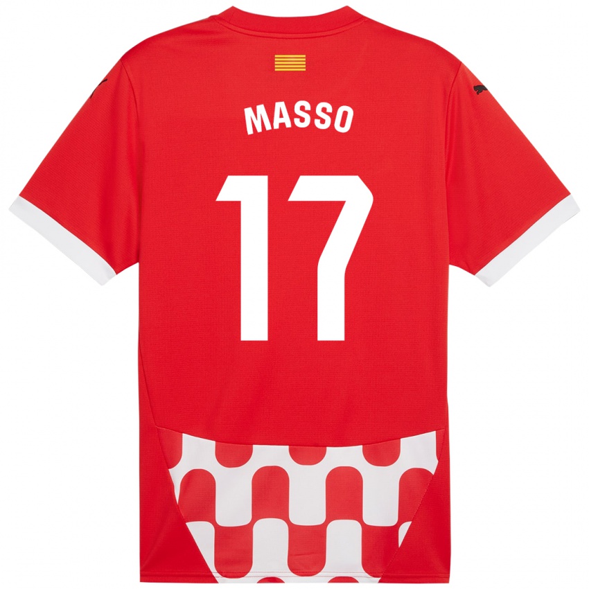 Gyermek Ainoa Massó #17 Piros Fehér Hazai Jersey 2024/25 Mez Póló Ing