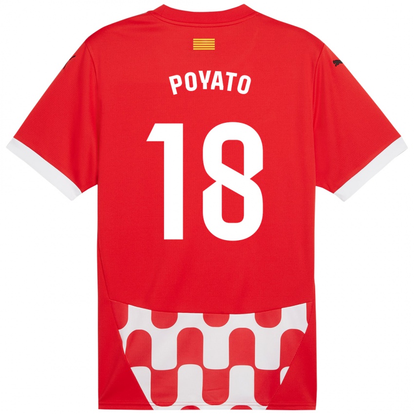 Gyermek Marina Poyato #18 Piros Fehér Hazai Jersey 2024/25 Mez Póló Ing