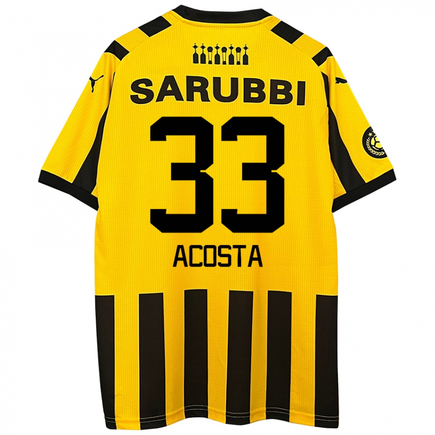 Gyermek Nahuel Acosta #33 Sárga Fekete Hazai Jersey 2024/25 Mez Póló Ing