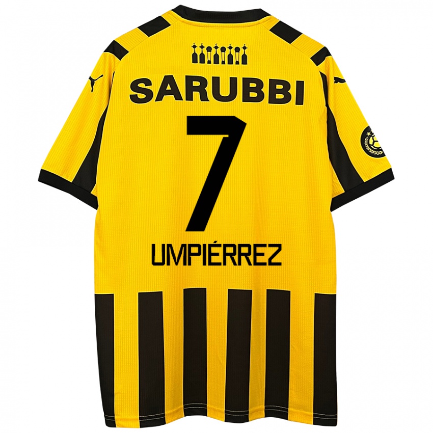 Gyermek Leandro Umpiérrez #7 Sárga Fekete Hazai Jersey 2024/25 Mez Póló Ing