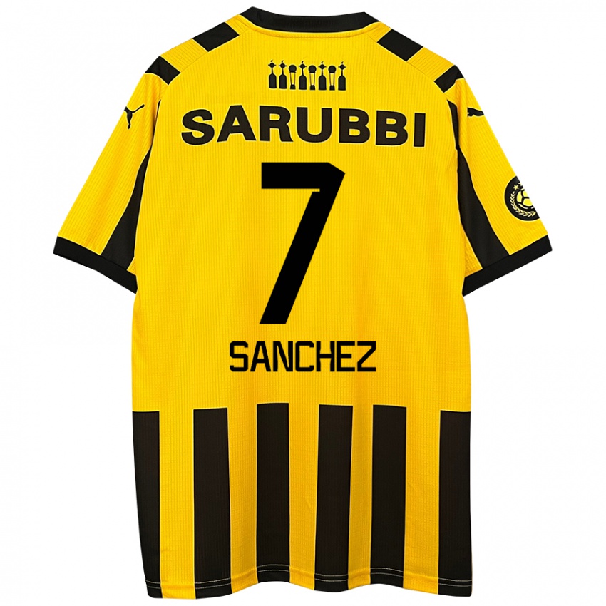 Gyermek Carlos Sánchez #7 Sárga Fekete Hazai Jersey 2024/25 Mez Póló Ing