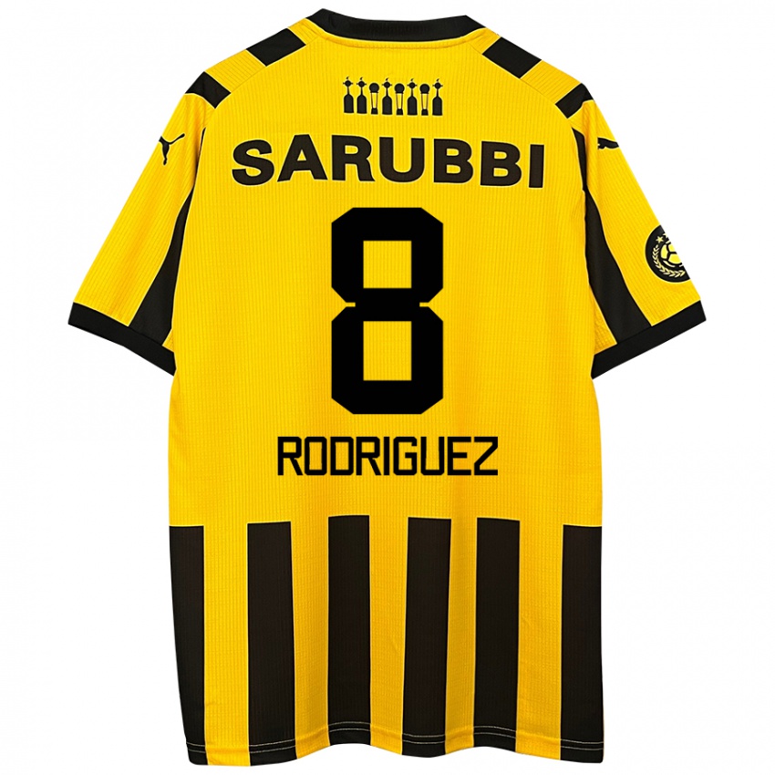 Gyermek Sebastián Rodríguez #8 Sárga Fekete Hazai Jersey 2024/25 Mez Póló Ing