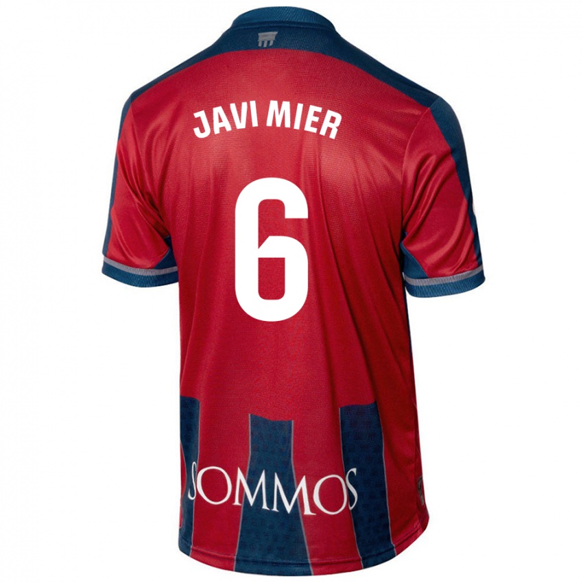 Gyermek Javi Mier #6 Piros Kék Hazai Jersey 2024/25 Mez Póló Ing