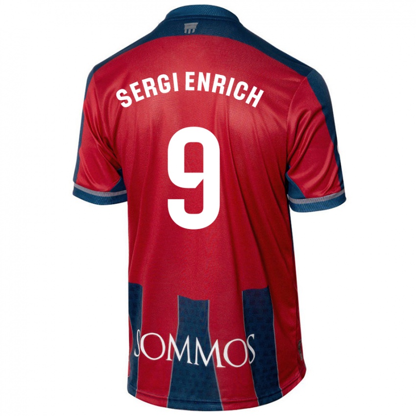 Gyermek Sergi Enrich #9 Piros Kék Hazai Jersey 2024/25 Mez Póló Ing