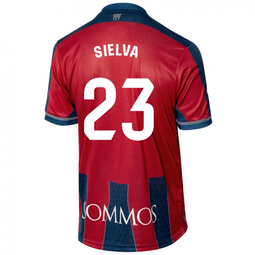 Gyermek Óscar Sielva #23 Piros Kék Hazai Jersey 2024/25 Mez Póló Ing