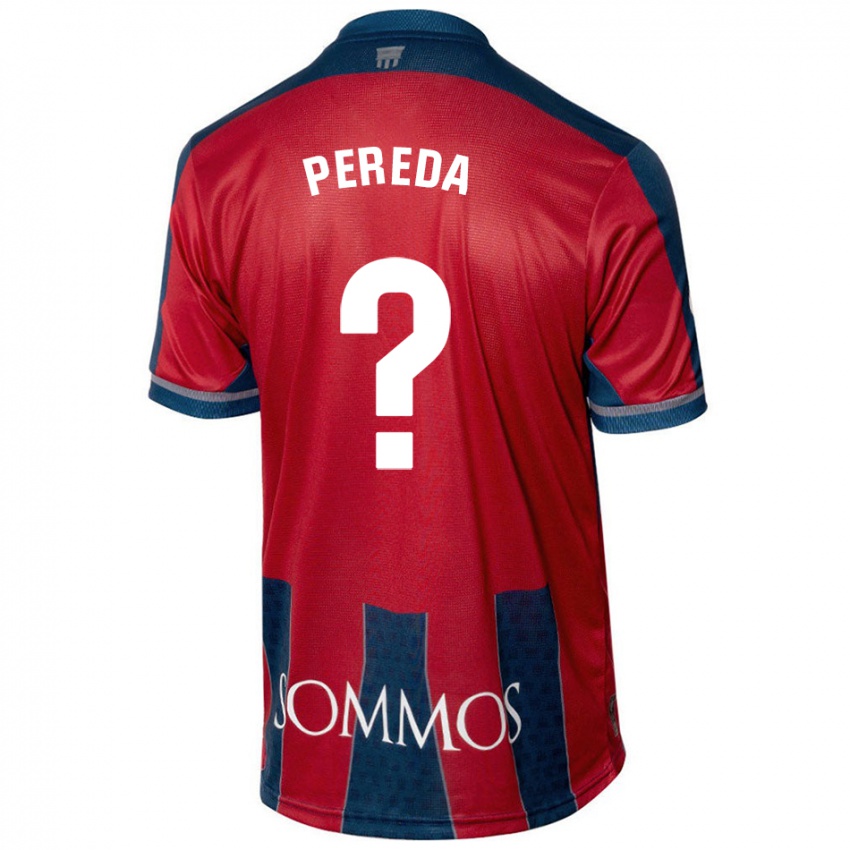 Gyermek Adrián Pereda #0 Piros Kék Hazai Jersey 2024/25 Mez Póló Ing