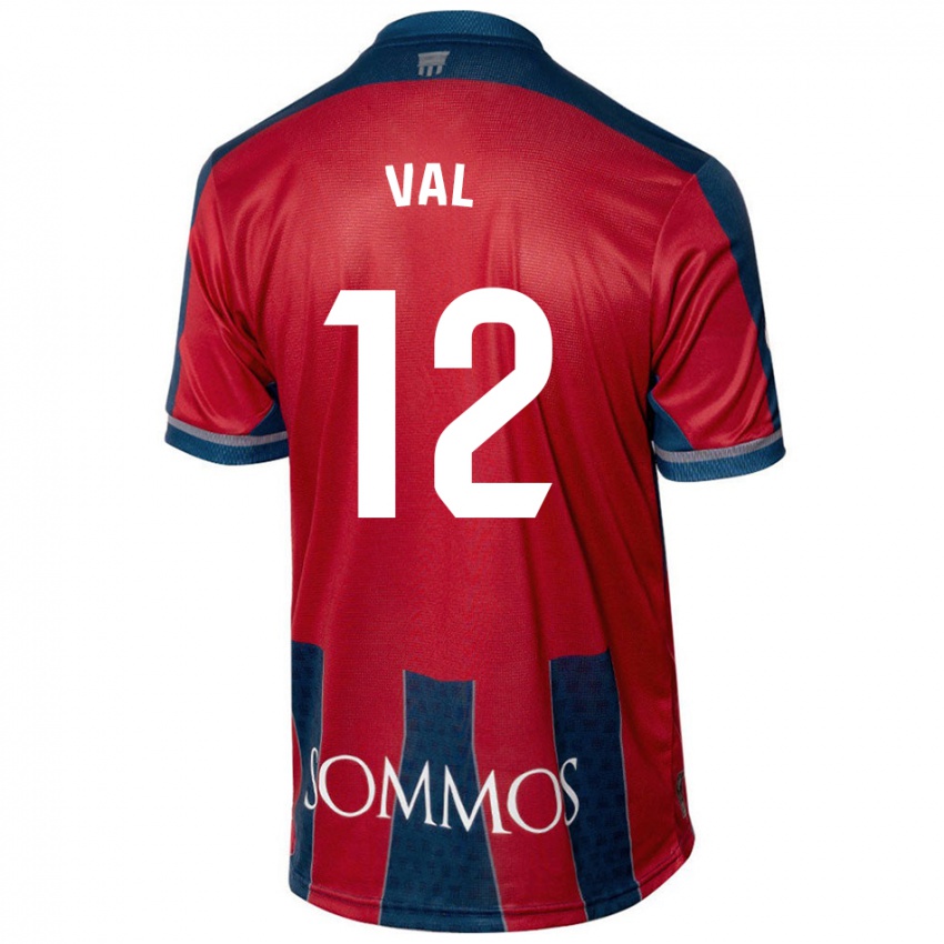 Gyermek Ángel Val #12 Piros Kék Hazai Jersey 2024/25 Mez Póló Ing