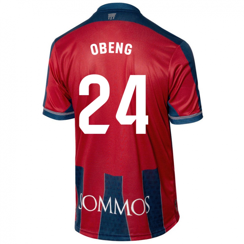 Gyermek Samuel Obeng #24 Piros Kék Hazai Jersey 2024/25 Mez Póló Ing