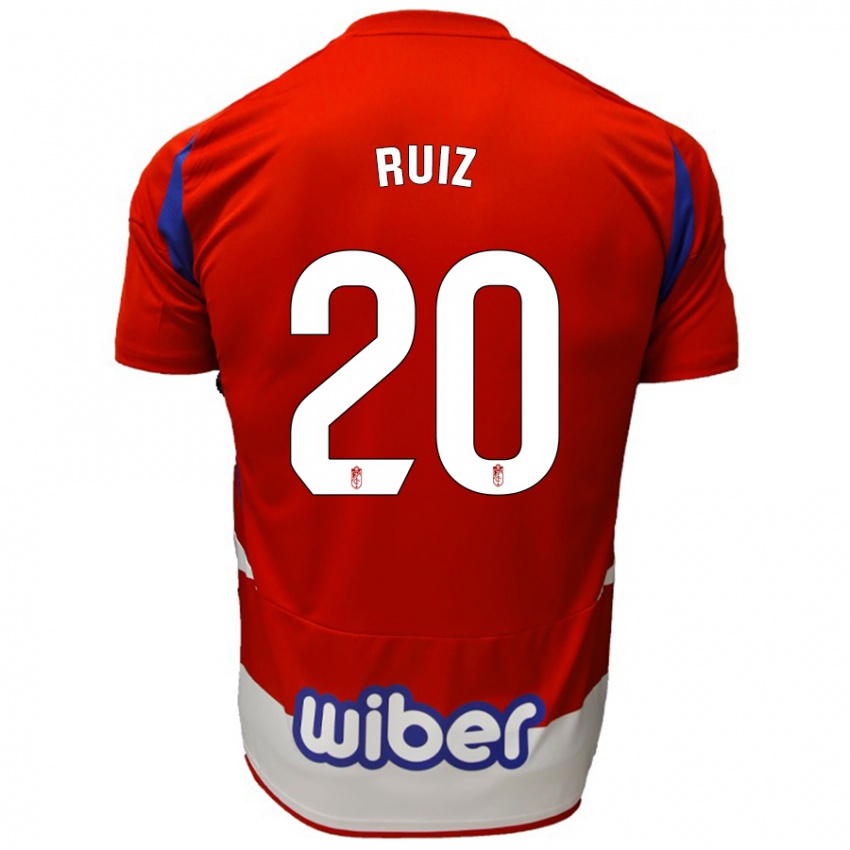 Gyermek Sergio Ruiz #20 Piros Fehér Kék Hazai Jersey 2024/25 Mez Póló Ing