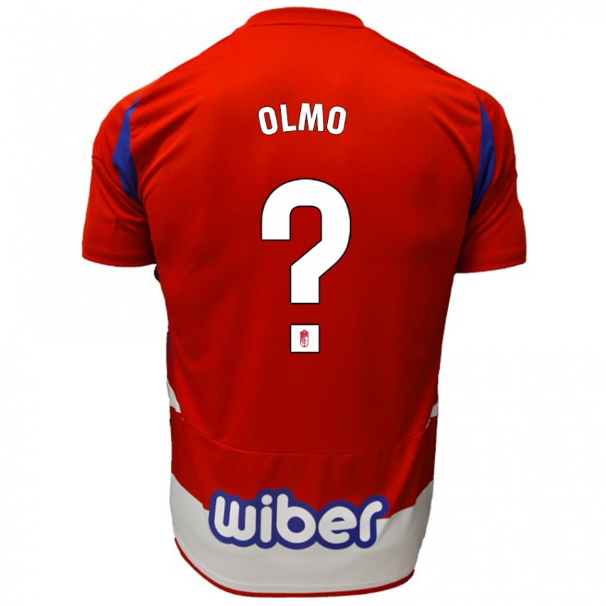 Gyermek Ismael Olmo #0 Piros Fehér Kék Hazai Jersey 2024/25 Mez Póló Ing