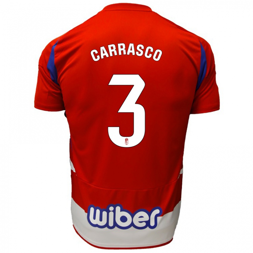 Gyermek Marta Carrasco #3 Piros Fehér Kék Hazai Jersey 2024/25 Mez Póló Ing