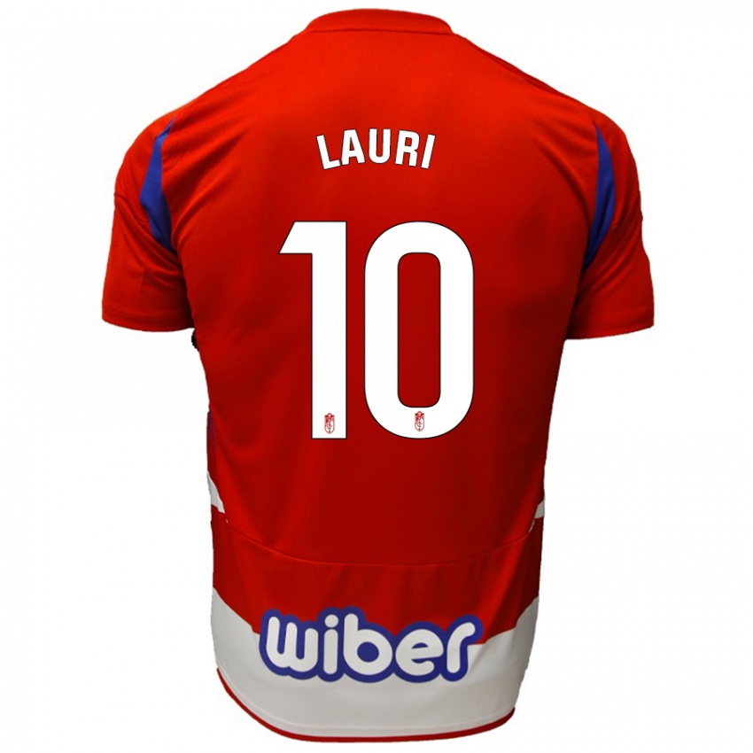 Gyermek Lauri #10 Piros Fehér Kék Hazai Jersey 2024/25 Mez Póló Ing