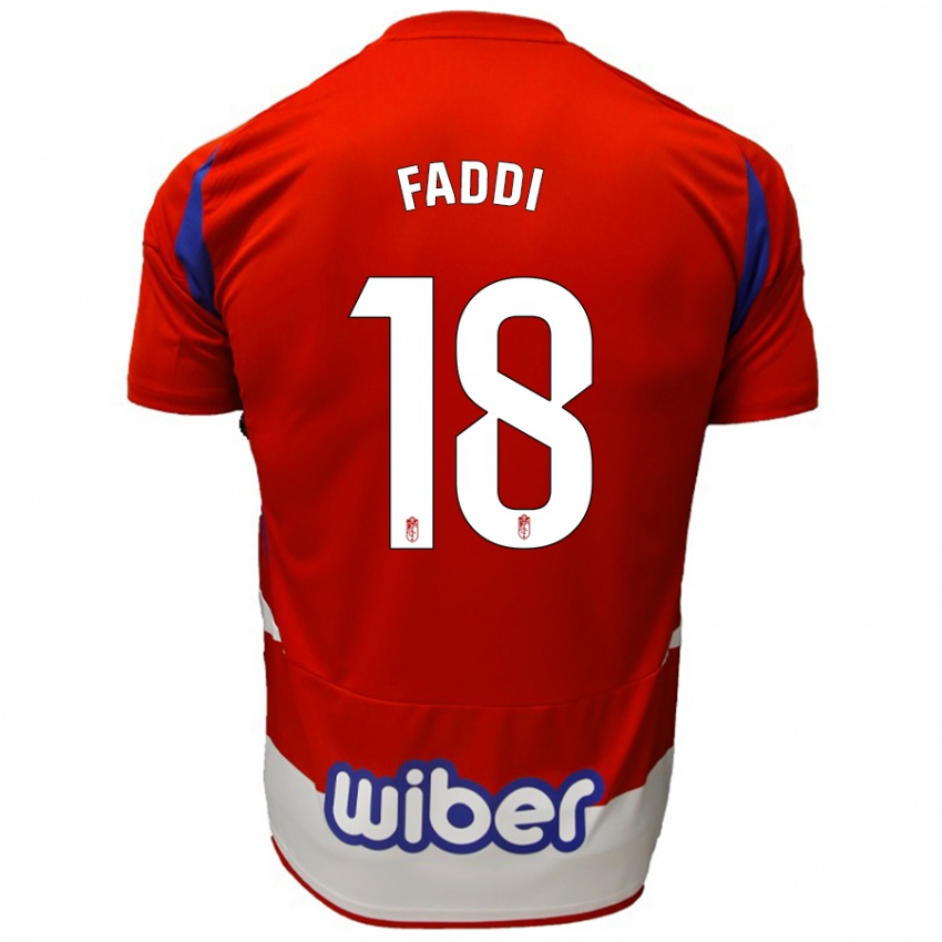 Gyermek Inés Faddi #18 Piros Fehér Kék Hazai Jersey 2024/25 Mez Póló Ing