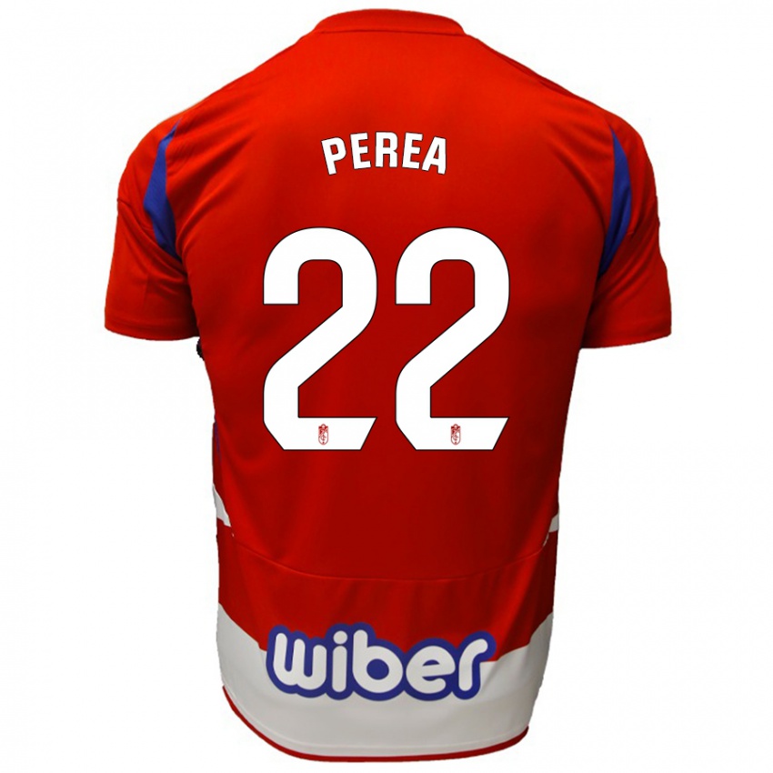 Gyermek Alberto Perea #22 Piros Fehér Kék Hazai Jersey 2024/25 Mez Póló Ing