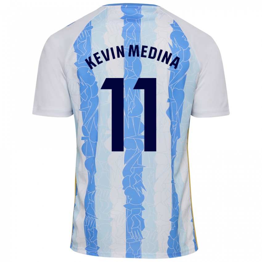 Gyermek Kevin Medina #11 Fehér Kék Hazai Jersey 2024/25 Mez Póló Ing