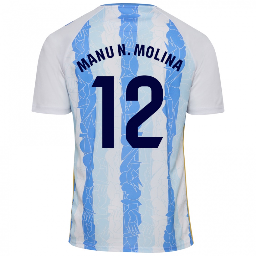 Gyermek Manu Molina #12 Fehér Kék Hazai Jersey 2024/25 Mez Póló Ing