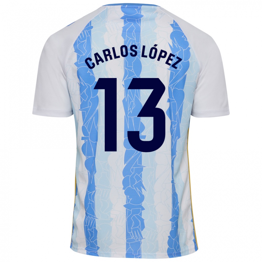 Gyermek Carlos López #13 Fehér Kék Hazai Jersey 2024/25 Mez Póló Ing