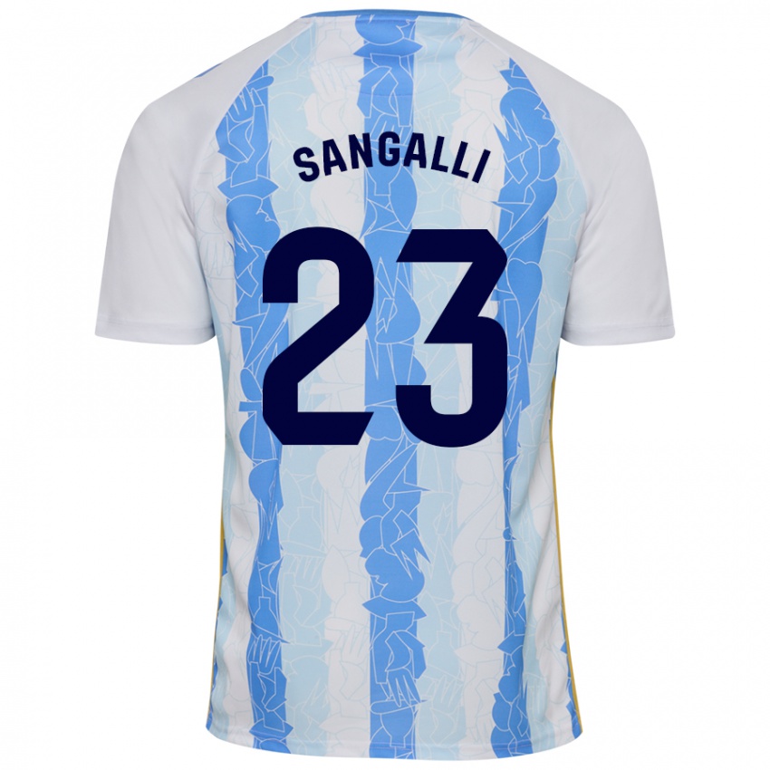 Gyermek Luca Sangalli #23 Fehér Kék Hazai Jersey 2024/25 Mez Póló Ing